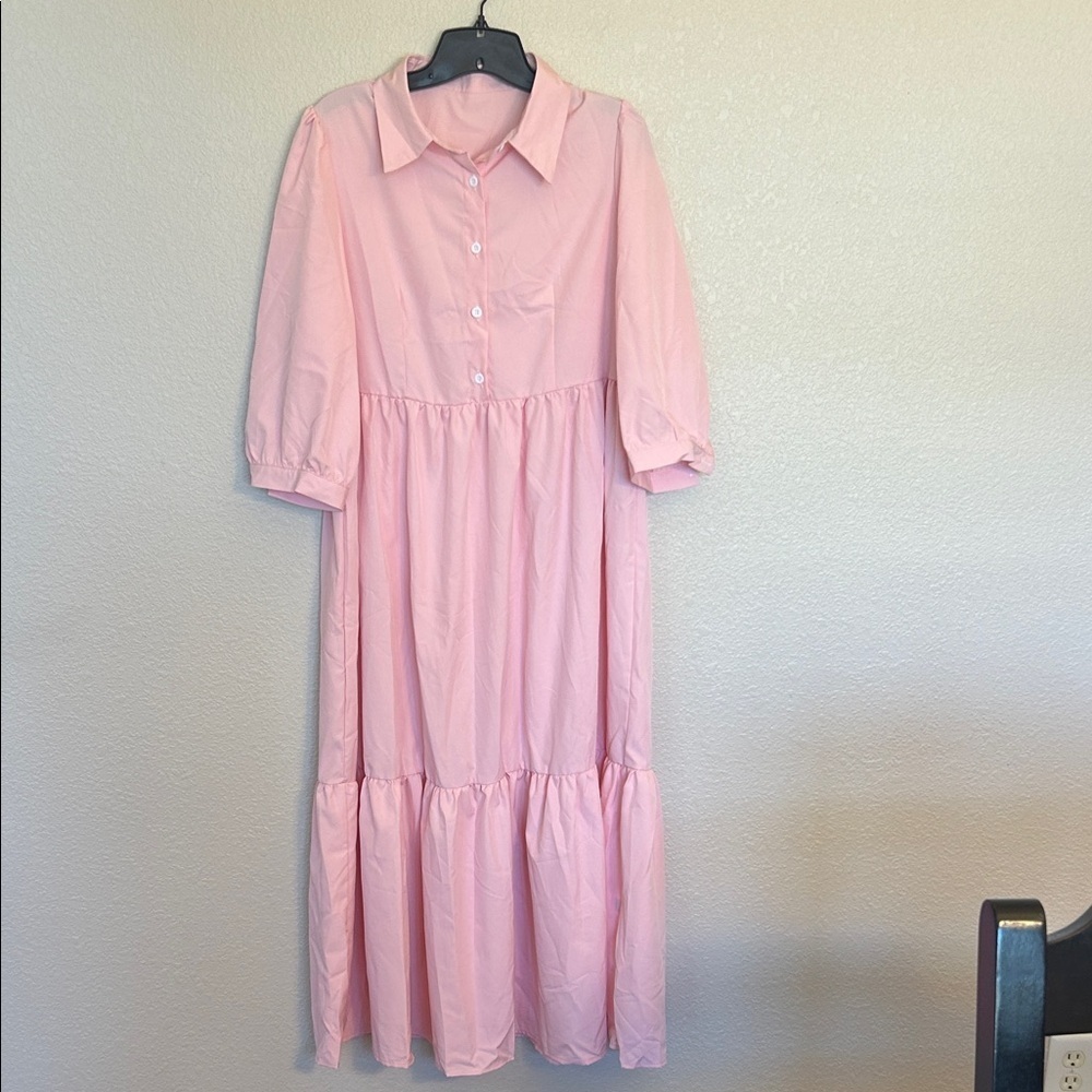 SHEIN Light Pink Long Sleeve Dress